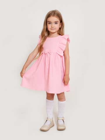Купить 322-Р. Платье из муслина детское, хлопок 100% розовый, р. 98,104,110,116 в Кемерово
