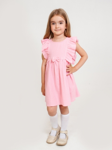Купить 322-Р. Платье из муслина детское, хлопок 100% розовый, р. 74,80,86,92 в Кемерово
